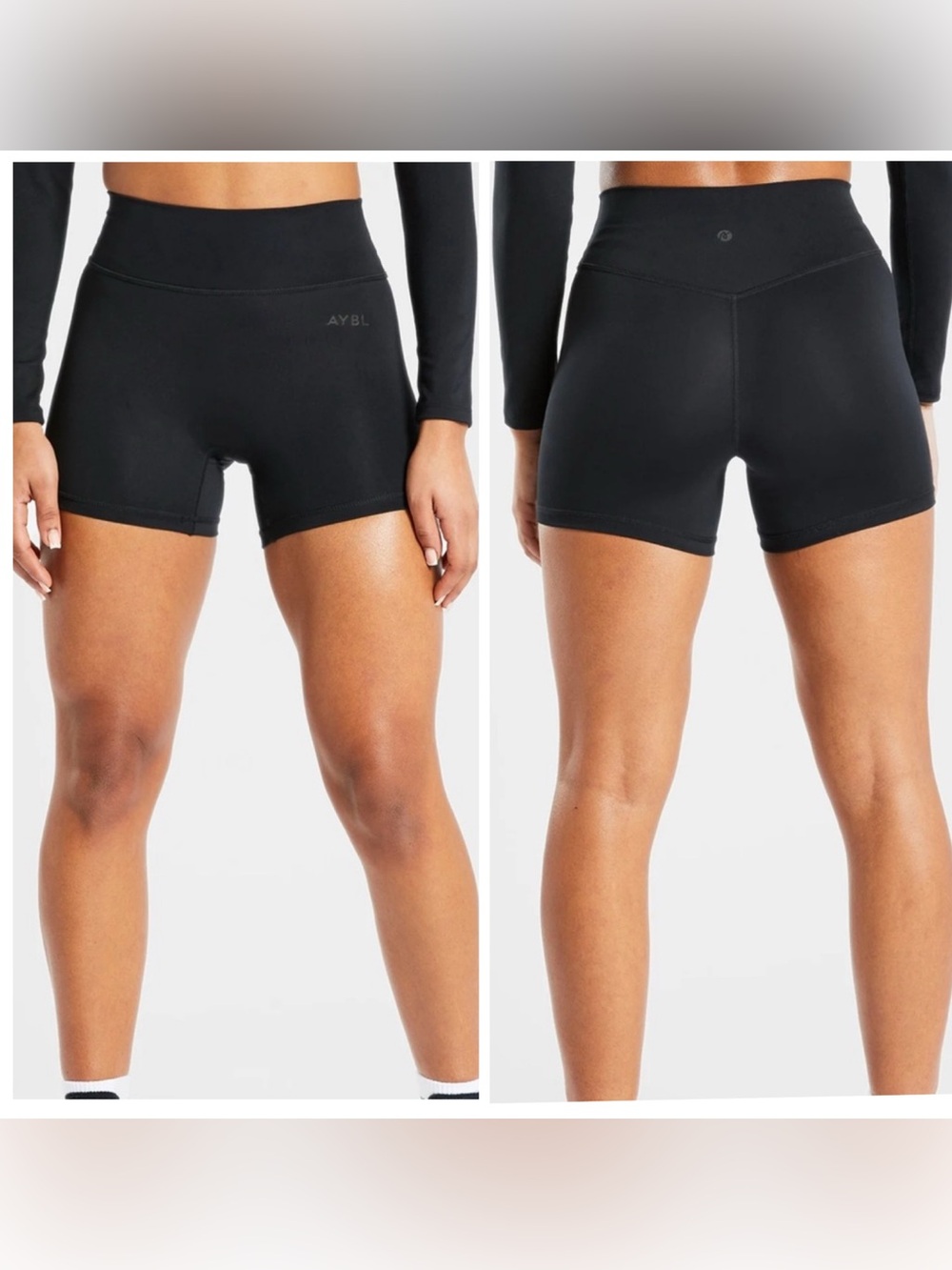 AYBL Staple High Rise 4.5" Workout Shorts Women's S Black Activewear